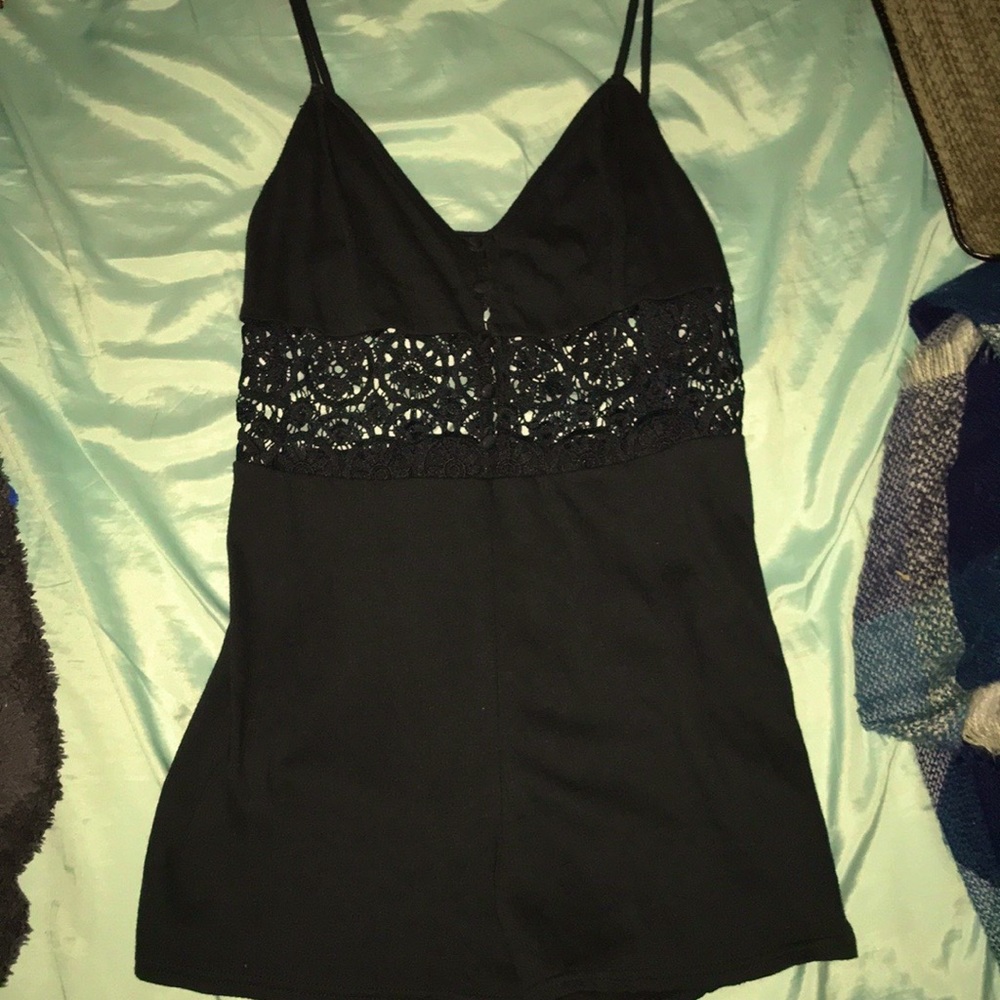 NWOT UO Crochet Button Romper in Black